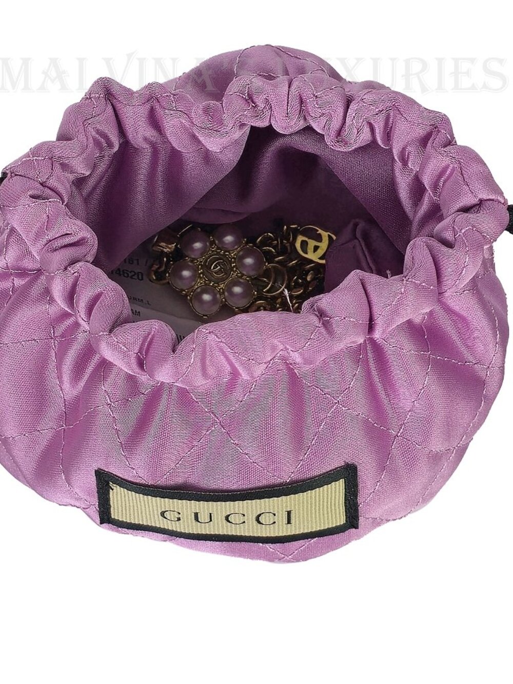 GUCCI BRACELET INTERLOCKING GG LOGO FAUX PEARL GOLD TONE CHAIN sz S SMALL - Picture 11 of 17